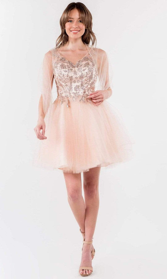 Elizabeth K - GS1968 Glitter Ornate A-Line Short Dress