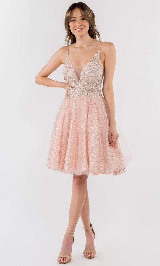 Elizabeth K - GS1979 Spaghetti Strap Applique A-Line Dress