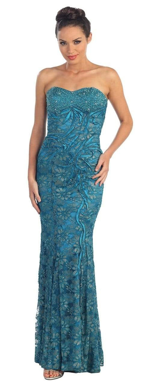 Elizabeth K - GL1006 Strapless Sweetheart Lace Long Dress