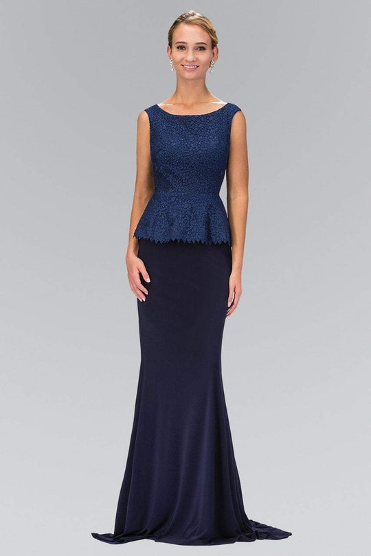Elizabeth K - GL1422 Laced Bateau Neck Gown