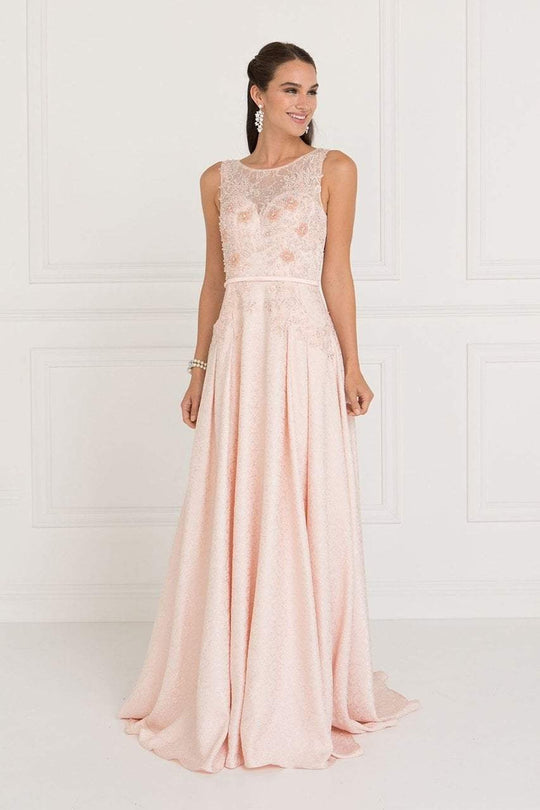 Elizabeth K - GL1545 Jacquard Illusion Appliqued A-Line Gown