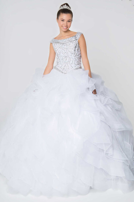 Elizabeth K - GL1600 Jewel Embellished Bodice Tulle Ballgown
