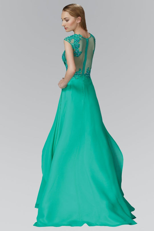 Elizabeth K - GL2108 Embellished Bateau Neck A-Line Gown