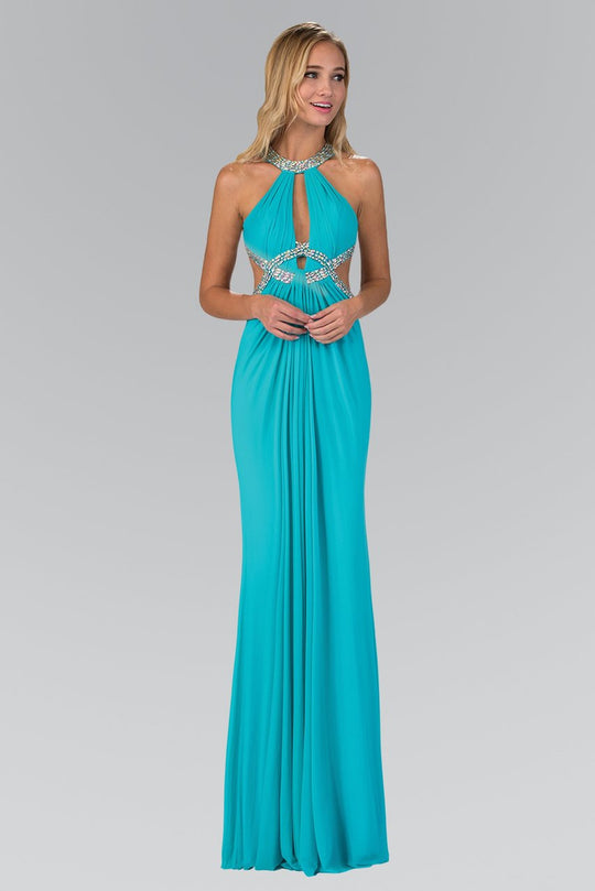 Elizabeth K - GL2142 Jeweled High Neck Gown