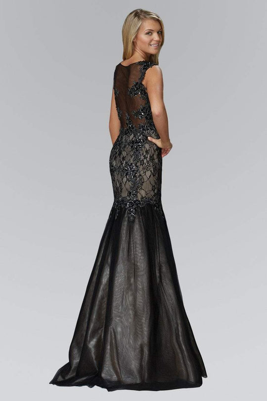 Elizabeth K - GL2162 Beaded Bateau Neck Trumpet Gown