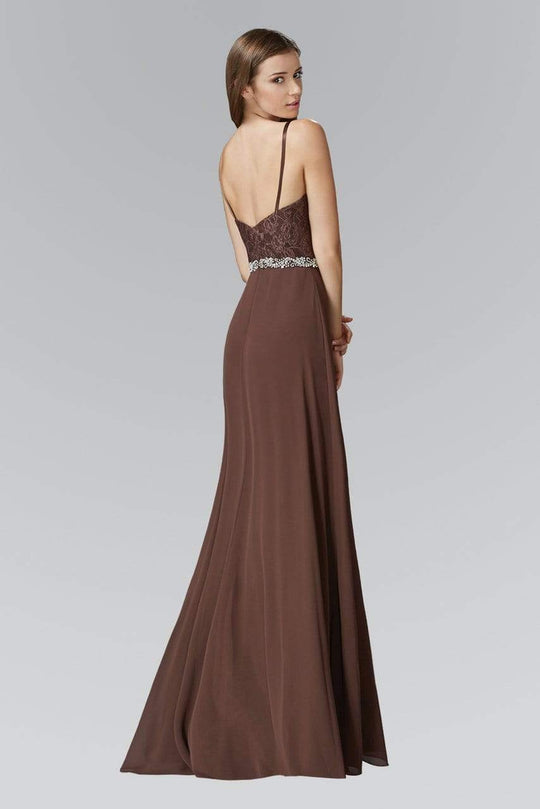 Elizabeth K - GL2163 Lace Embellished Jewel-accented Dress