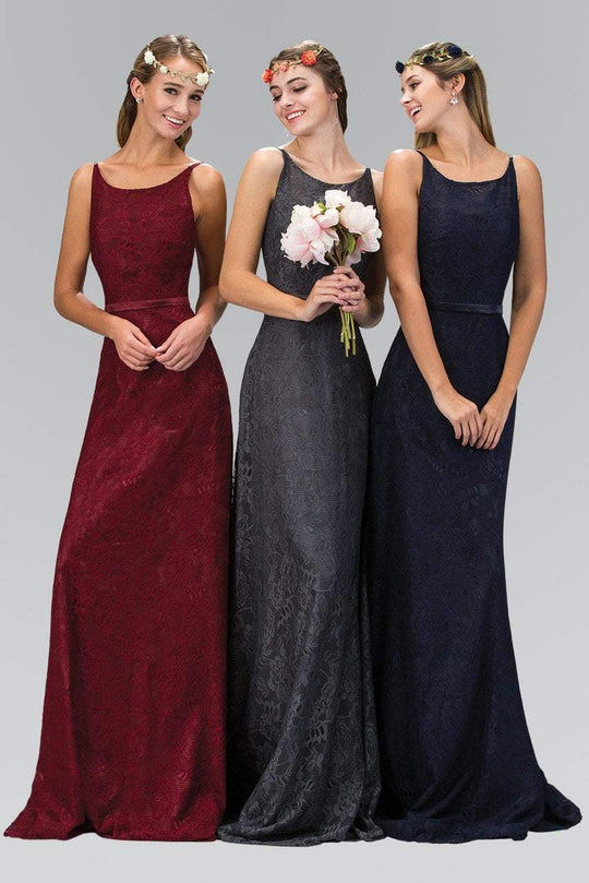 Elizabeth K - GL2170 Lace Embellished Scoop Neck Long Dress