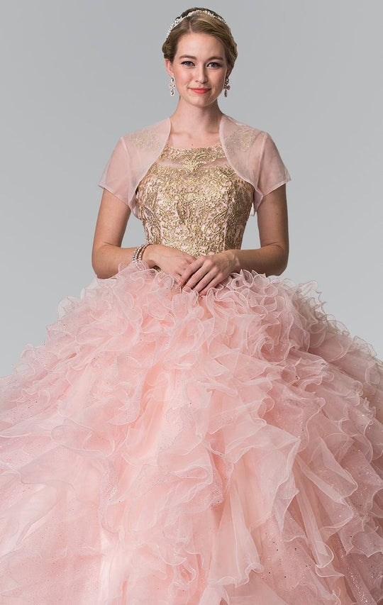 Elizabeth K - GL2208 Embellished Jewel Neck Ballgown