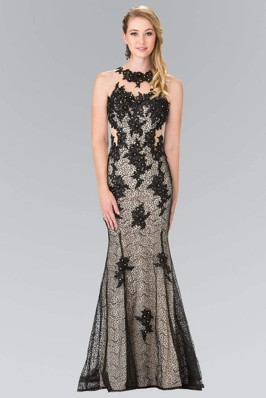 Elizabeth K - GL2220 Embroidered Halter Neck Mermaid Dress