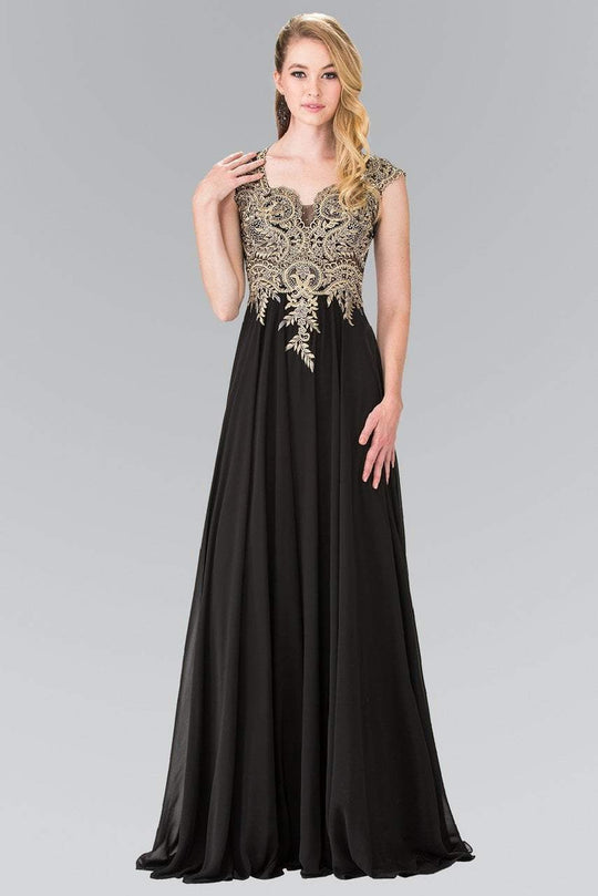 Elizabeth K - GL2229 Gilt Embroidered Bateau A-Line Gown