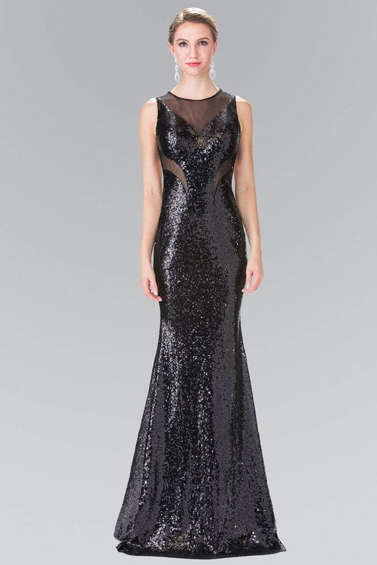 Elizabeth K - GL2292 Sequined Illusion Panel Sheath Gown