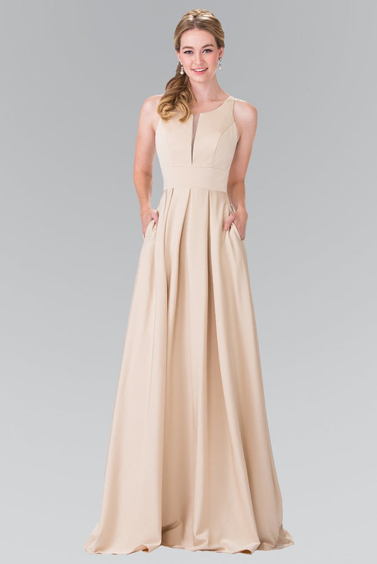 Elizabeth K - GL2365 Sleek Scoop Neck Long A-line Dress