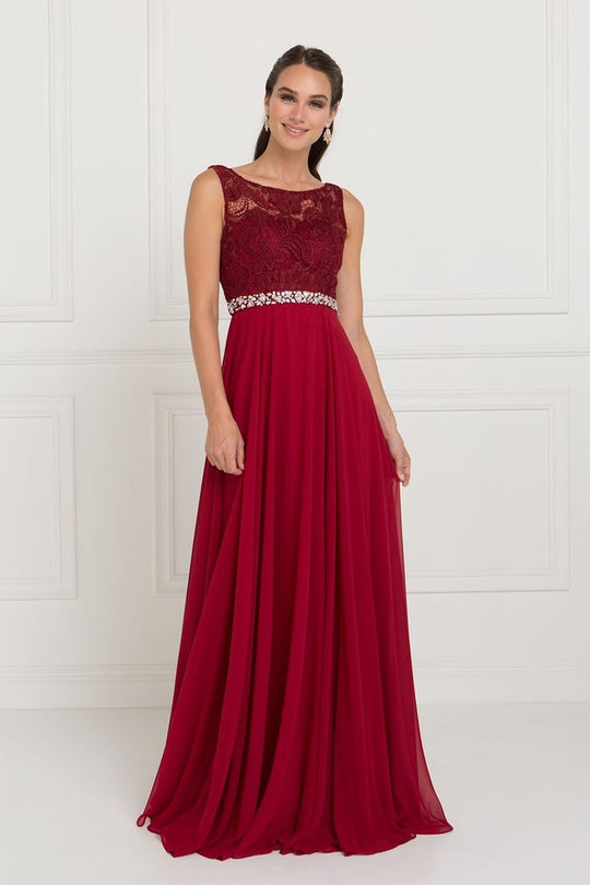 Elizabeth K - GL2420 Jeweled Waist Lace A-Line Gown