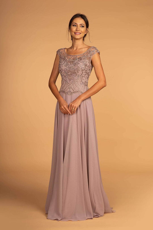 Elizabeth K GL2523 - Illusion Cap Sleeve Formal Dress