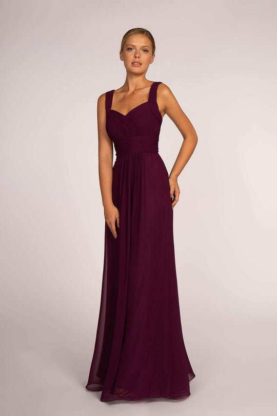 Elizabeth K - GL2608 Sleeveless Ruched-Bodice A-Line Chiffon Gown
