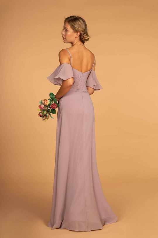 Elizabeth K GL2615 - Flutter Sleeve Pleated Evening Dress