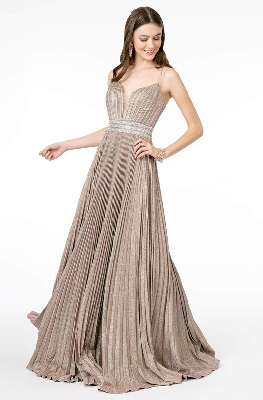Elizabeth K GL2905 - Pleated Glitter A-Line