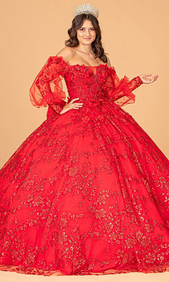 Elizabeth K GL3071 - Detachable Sheer Sleeves Ballgown