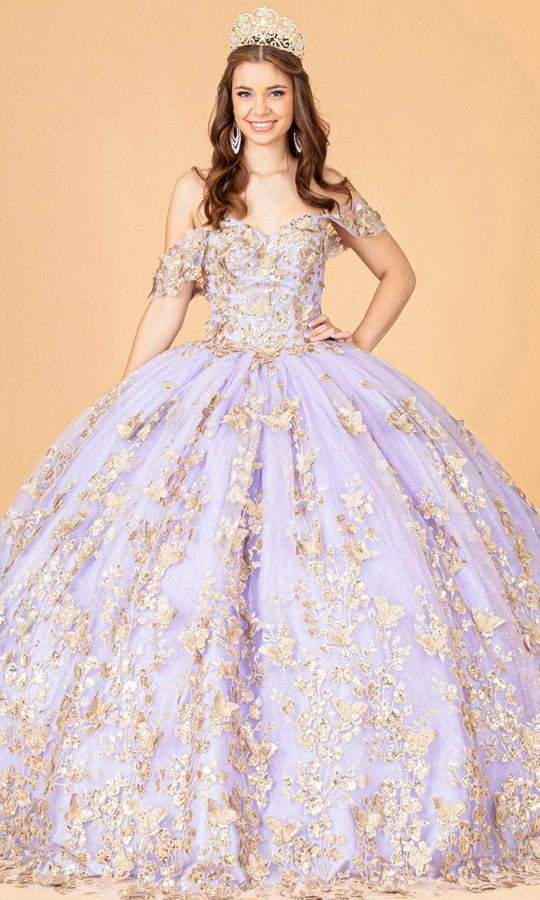 Elizabeth K GL3077 - Golden Appliqued Ballgown