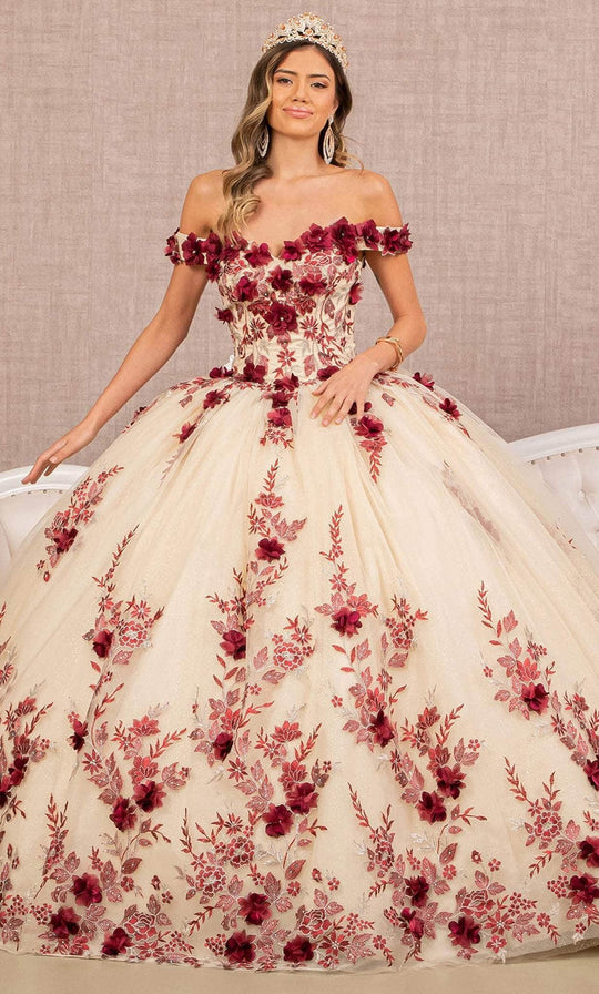 Elizabeth K GL3105 - Floral Ornate Quinceanera Ballgown