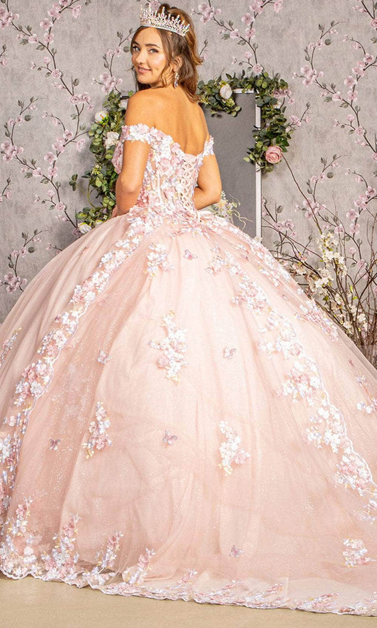 Elizabeth K GL3182 - Off-Shoulder Floral Ballgown
