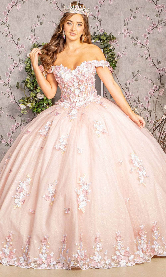 Elizabeth K GL3182 - Off-Shoulder Floral Ballgown