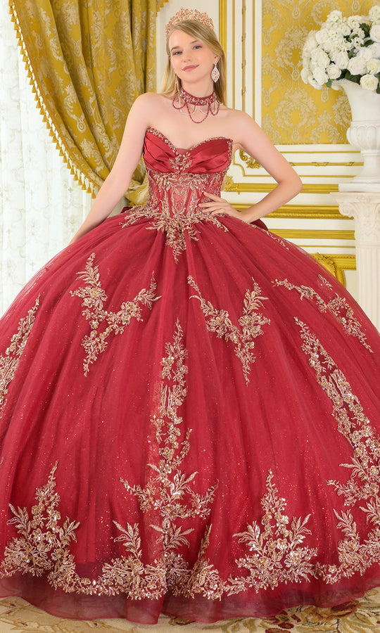 Elizabeth K GL3675 - Strapless Pleated Bust Ballgown with Embroidery