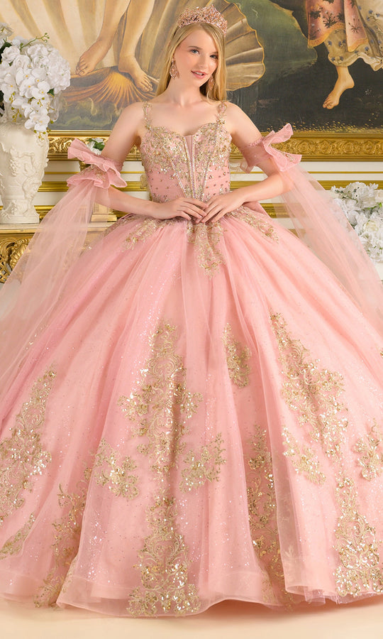 Elizabeth K GL3814 - Jewel Embroidered Ballgown with Bow Detail
