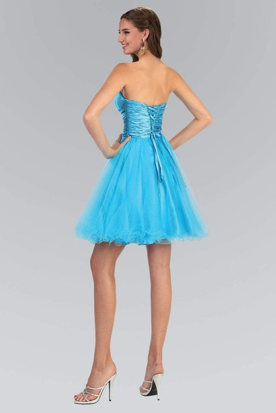 Elizabeth K - GS1051 Strapless Mini Dress with Satin Belt Accent
