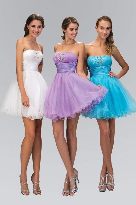 Elizabeth K - GS1350 Strapless Ruched Satin Empire Waist Dress