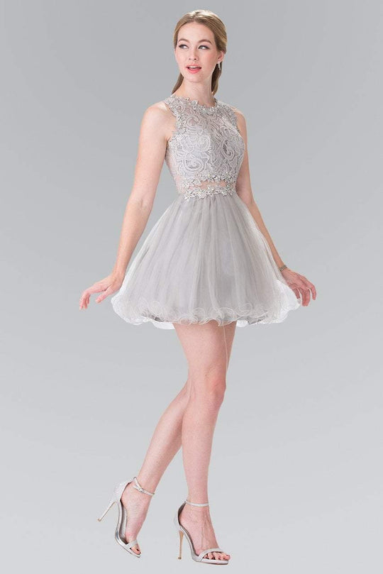 Elizabeth K - GS1427 Sleeveless Lace Bodice Short Dress
