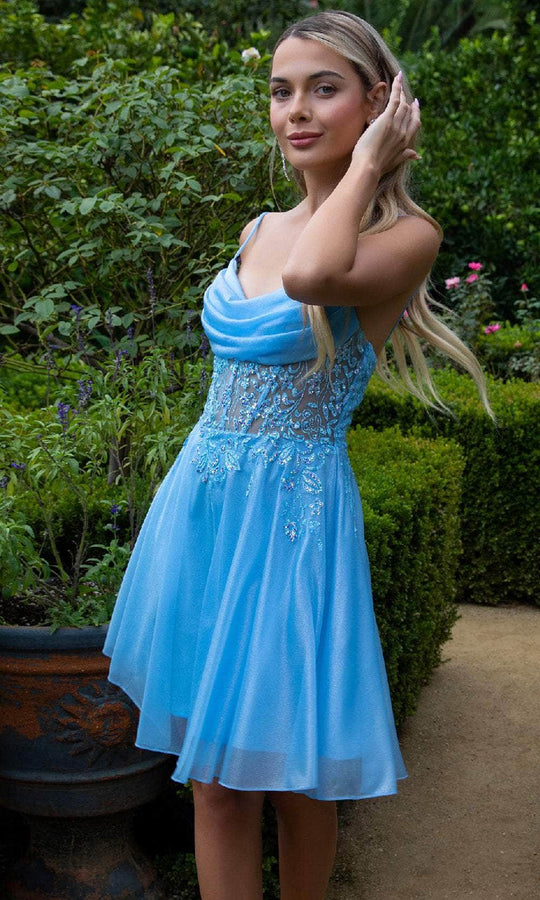 Elizabeth K GS3507 - Draped Bodice Cocktail Dress