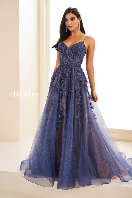 Ellie Wilde EW34036 - Lace Ornate Corset Prom Dress