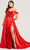 Ellie Wilde EW35029 - Pleated Detail Corset Bodice Prom Gown Prom Dresses 00 / Red
