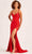 Ellie Wilde EW35030 - V-Neck Sheath Evening Dress Evening Dresses 00 / Red