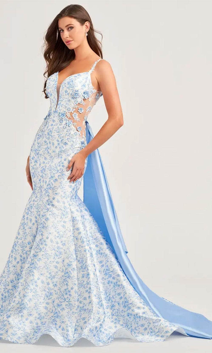 Ellie Wilde EW35033 - Sleeveless Mermaid Prom Gown Prom Dresses 00 / White/Blue