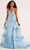 Ellie Wilde EW35045 - V-Neck Fitted Evening Dress Prom Dresses 00 / Light Blue