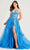 Ellie Wilde EW35047 - Plunging V-Neck Sequin Evening Dress Prom Dresses 00 / Cerulean Blue