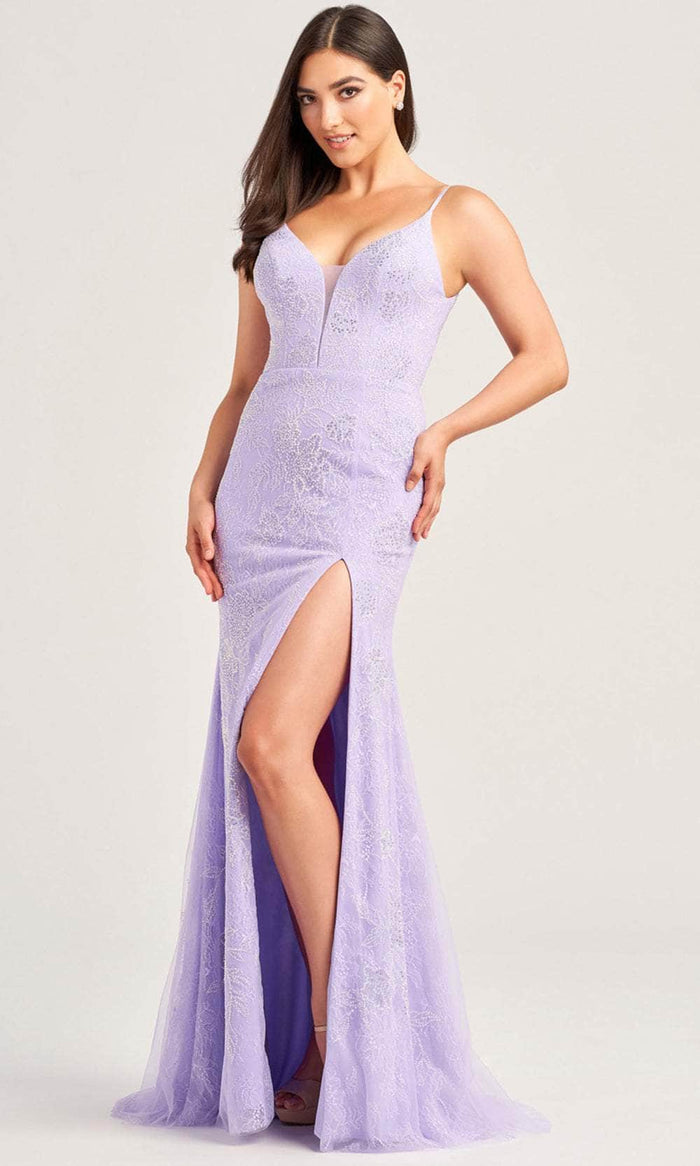 Ellie Wilde EW35062 - High Slit Beaded Evening Dress Prom Dresses 00 / Lilac