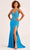Ellie Wilde EW35063 - Plunging V-Neck Beaded Evening Dress Prom Dresses 00 / Cerulean Blue