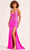 Ellie Wilde EW35063 - Plunging V-Neck Beaded Evening Dress Prom Dresses 00 / Hot Pink