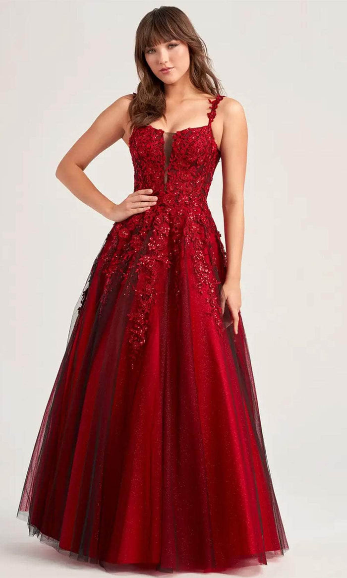 Ellie Wilde EW35068 - Embroidered A-line Prom Gown Prom Dresses 00 / Wine