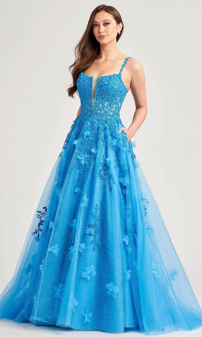 Ellie Wilde EW35081 - Embroidered Sleeveless Prom Gown Prom Dresses 00 / Cerulean Blue
