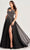 Ellie Wilde EW35086 - Sweetheart Neck Rosette Accented Prom Gown Prom Dresses 00 / Black/Gunmetal
