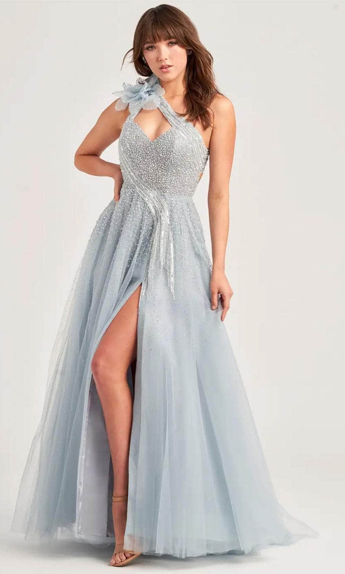 Ellie Wilde EW35086 - Sweetheart Neck Rosette Accented Prom Gown Prom Dresses 00 / Misty Blue