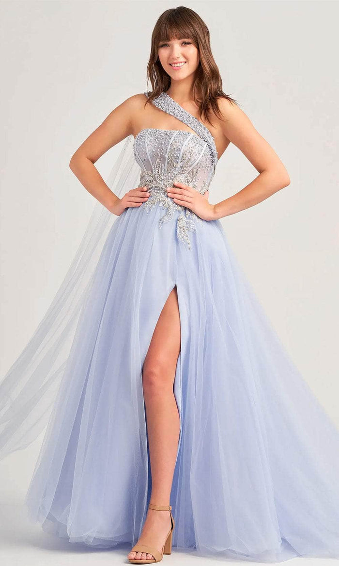 Ellie Wilde EW35090 - Beaded Asymmetrical Prom Gown Prom Dresses 00 / Periwinkle