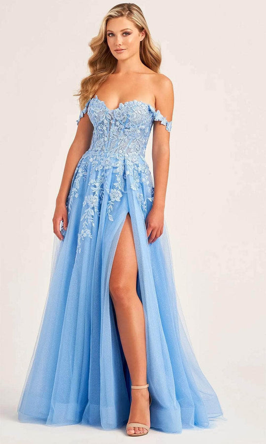Ellie Wilde EW35101 - Glitter Tulle Floral Lace Prom Dress