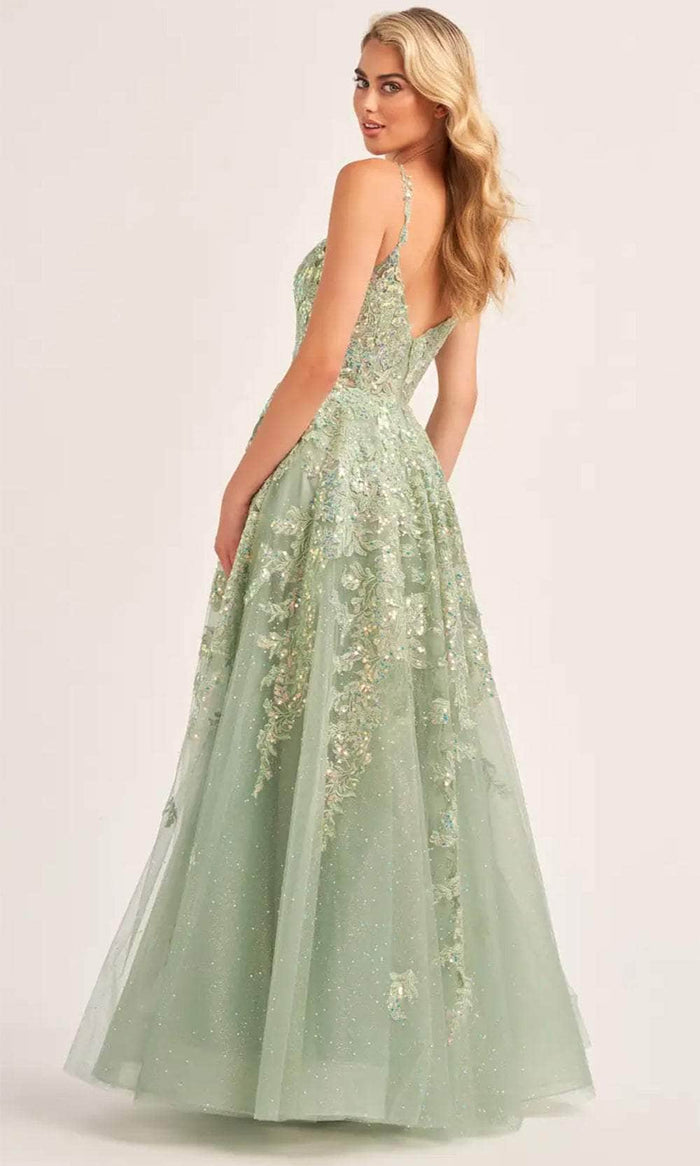 Ellie Wilde EW35114 - Scoop Neck Sequin Embellished Prom Gown Prom Dresses 00 / Sage