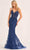 Ellie Wilde EW35115 - Sweep Train Sheath Evening Dress Evening Dresses 00 / Navy Blue