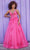 Ellie Wilde EW35122 - Floral Embellished Sleeveless Prom Gown Prom Dresses 00 / Flamingo Pink